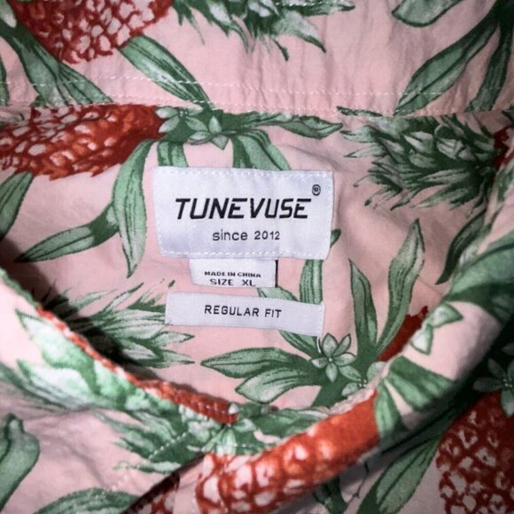 Tunevuse Funky Pink Party Pineapple Print Shirt Hawaiian Mens XL Regular - Picture 3 of 6
